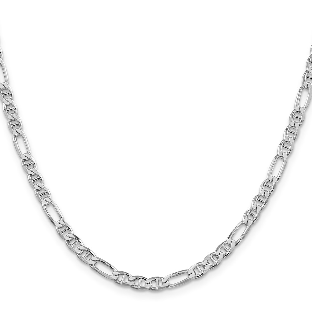 Sterling Silver Rhodium-plated 3.75mm Figaro Anchor Chain (QAF100R-20)