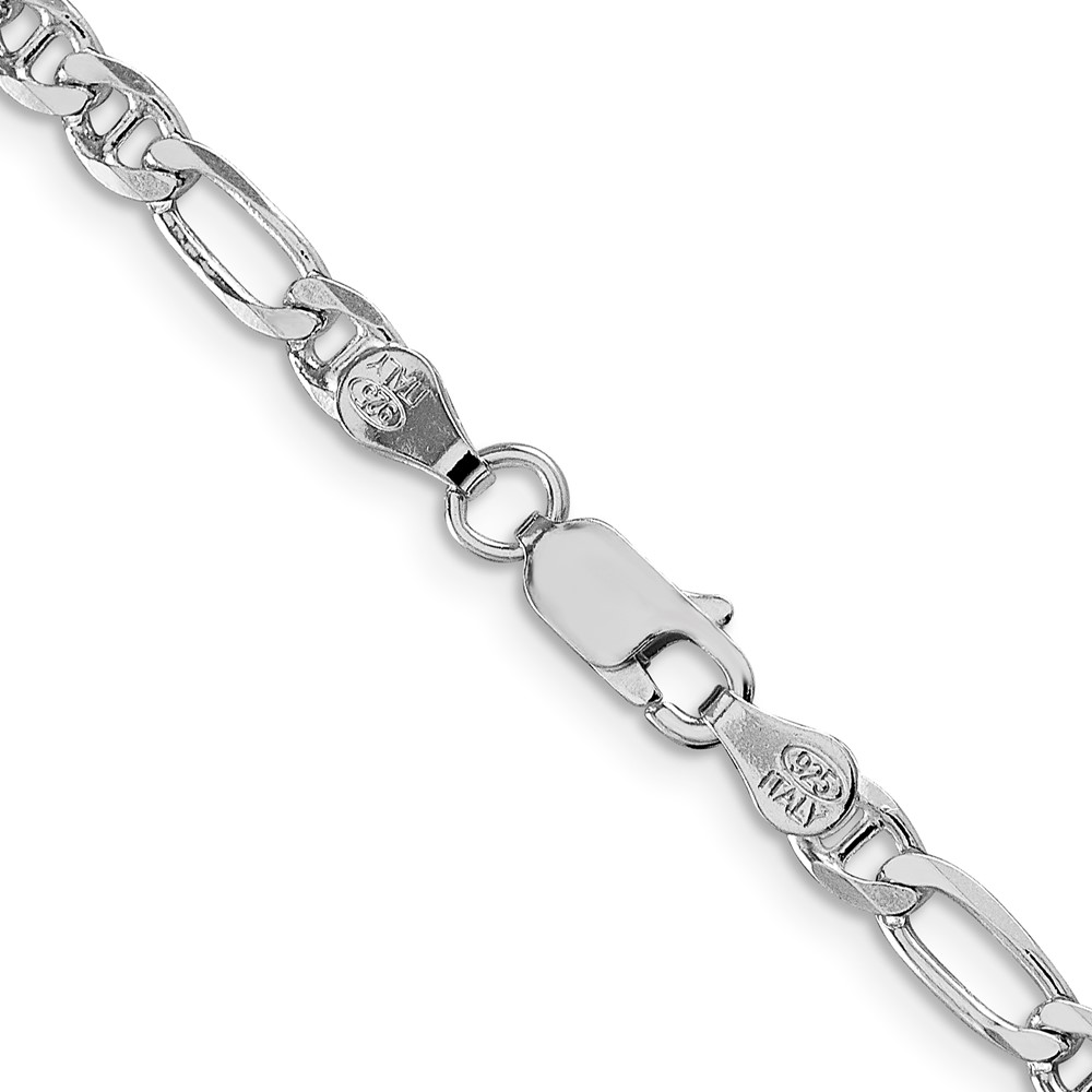 Sterling Silver Rhodium-plated 3.75mm Figaro Anchor Chain (QAF100R-20)