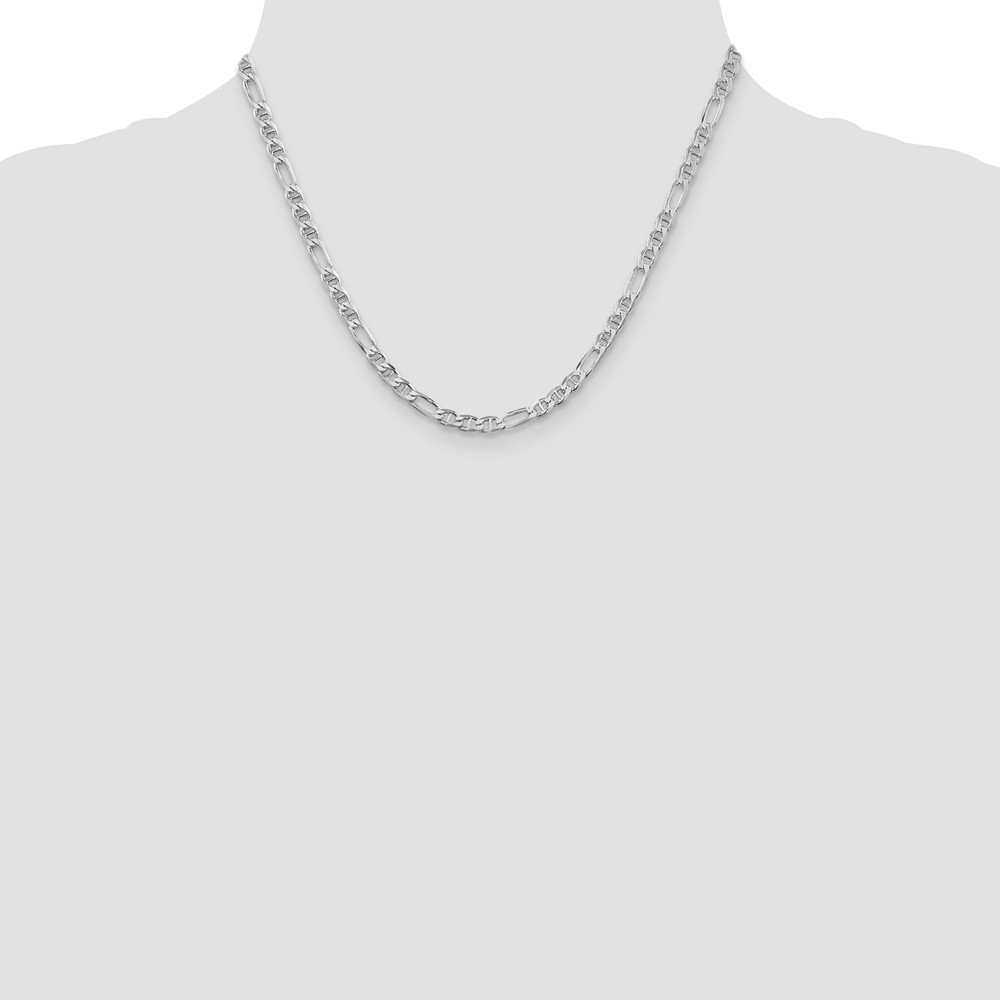 Sterling Silver Rhodium-plated 3.75mm Figaro Anchor Chain (QAF100R-18)