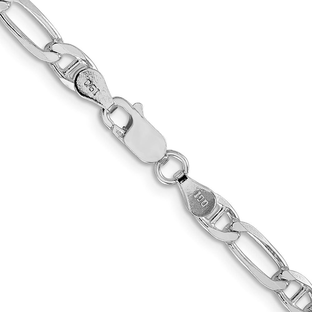 Sterling Silver Rhodium-plated 4.5mm Figaro Anchor Chain (QAF120R-20)