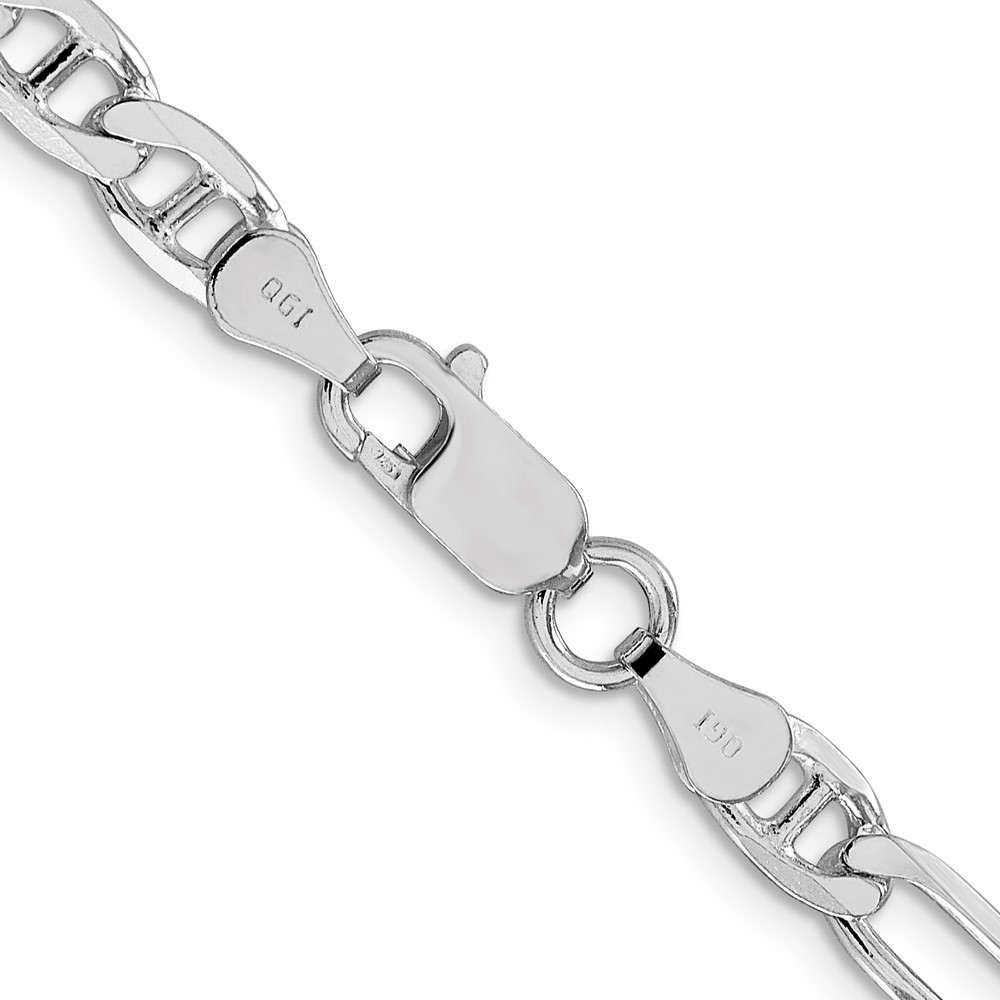 Sterling Silver Rhodium-plated 5.5mm Figaro Anchor Chain (QAF150R-22)