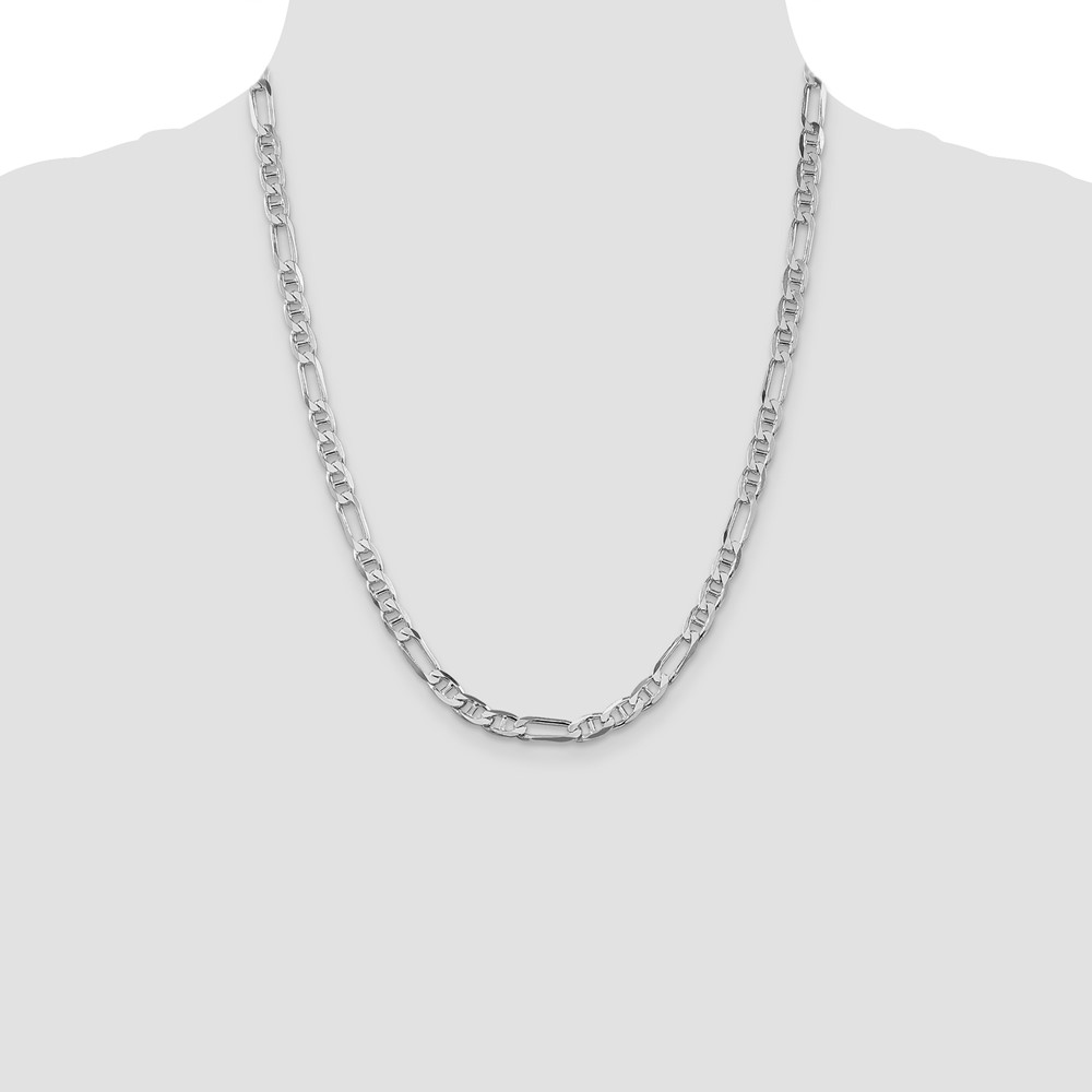 Sterling Silver Rhodium-plated 5.5mm Figaro Anchor Chain (QAF150R-22)