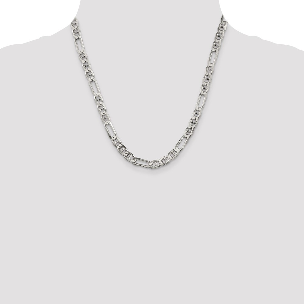Sterling Silver 6.5mm Figaro Anchor Chain (QAF180-20)