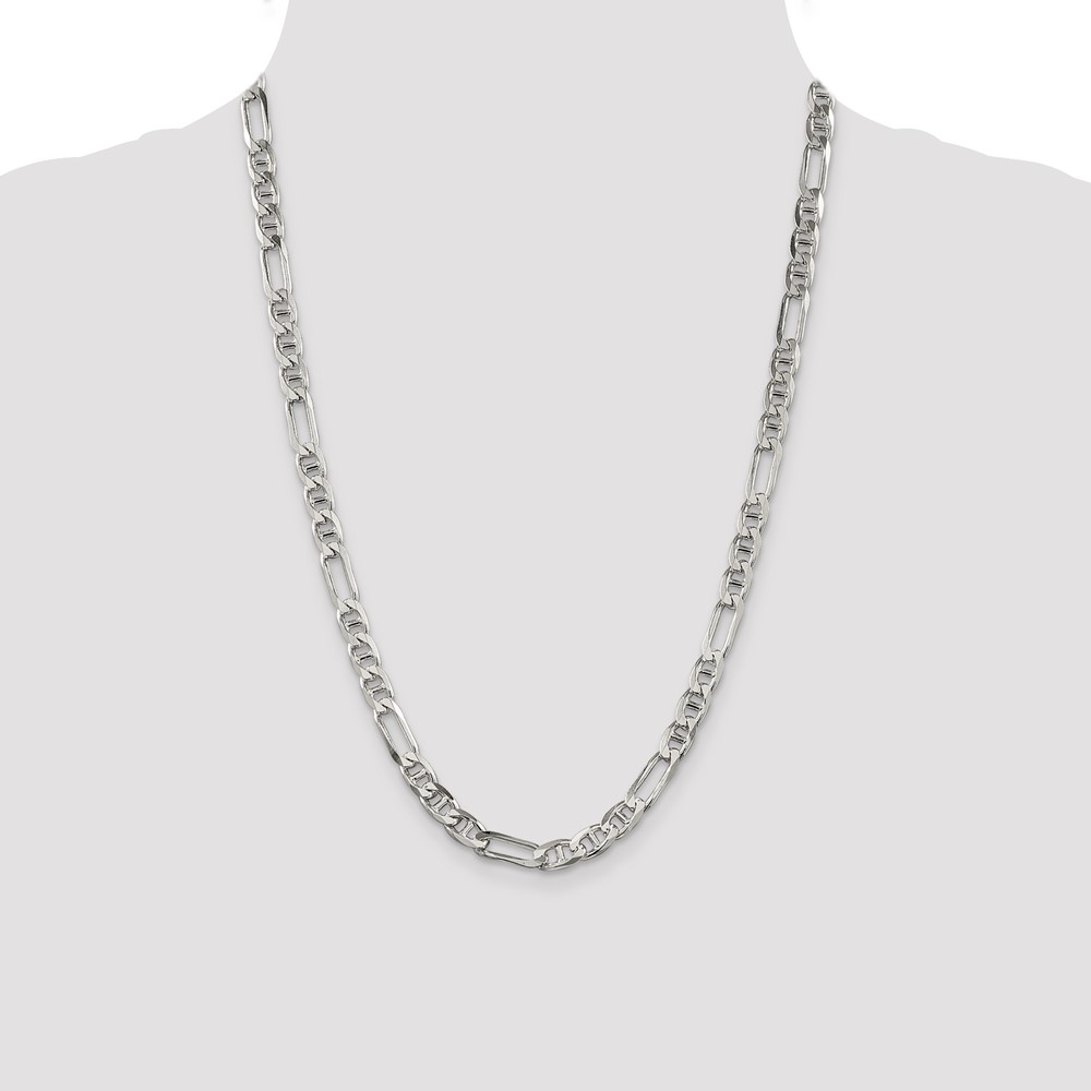 Sterling Silver 6.5mm Figaro Anchor Chain (QAF180-24)