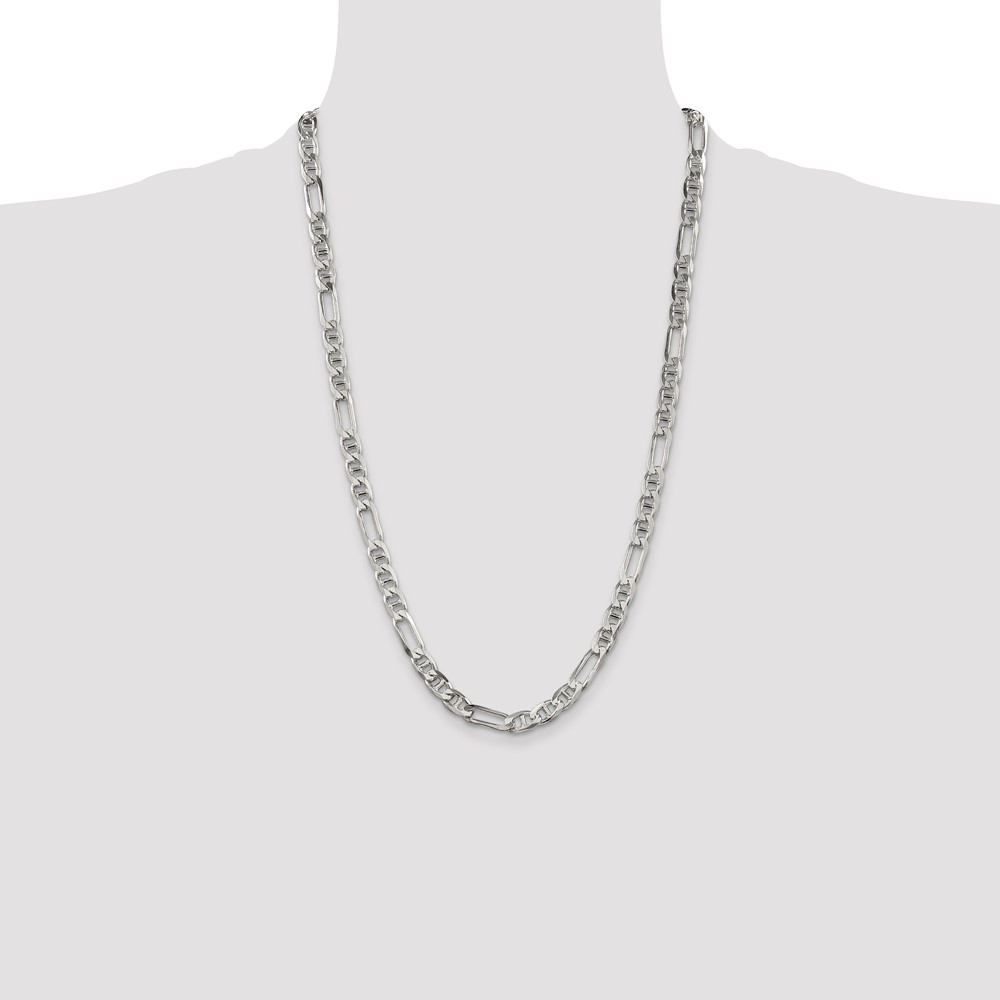 Sterling Silver 6.5mm Figaro Anchor Chain (QAF180-26)