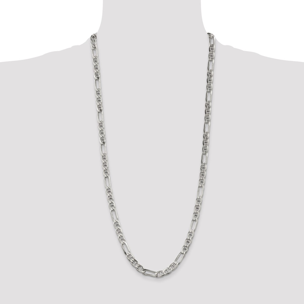 Sterling Silver 6.5mm Figaro Anchor Chain (QAF180-30)