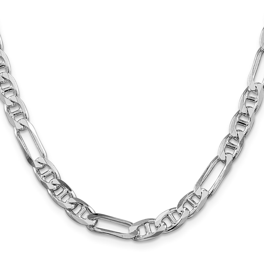 Sterling Silver Rhodium-plated 6.5mm Figaro Anchor Chain (QAF180R-24)