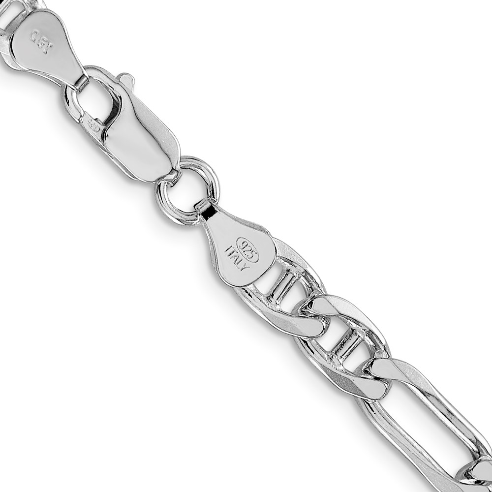Sterling Silver Rhodium-plated 6.5mm Figaro Anchor Chain (QAF180R-24)
