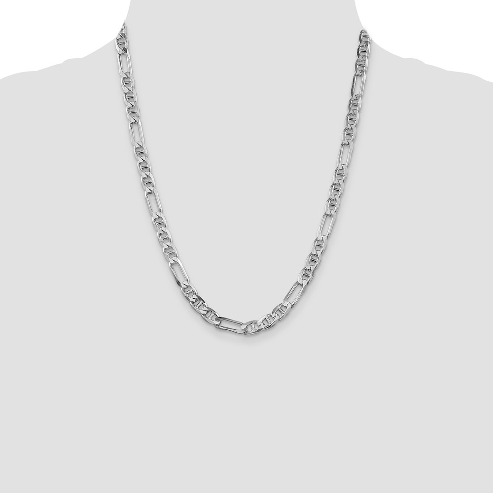 Sterling Silver Rhodium-plated 6.5mm Figaro Anchor Chain (QAF180R-22)