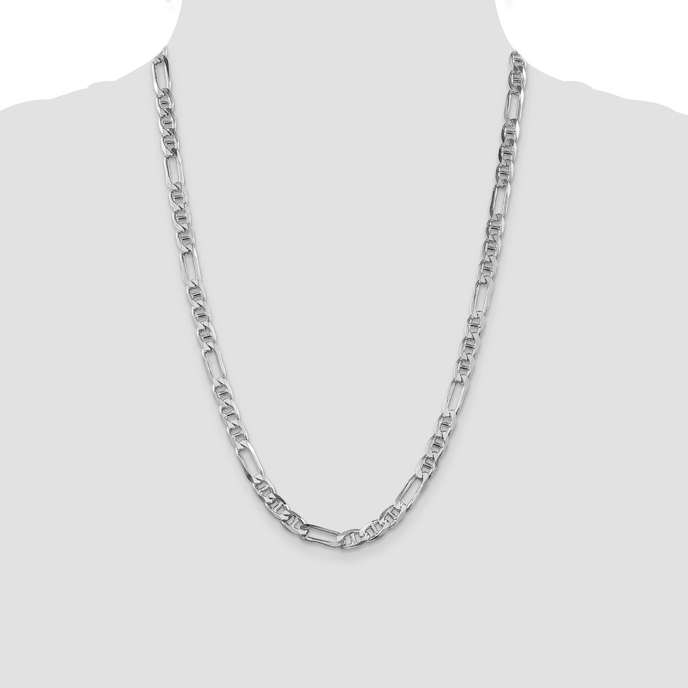 Sterling Silver Rhodium-plated 6.5mm Figaro Anchor Chain (QAF180R-24)
