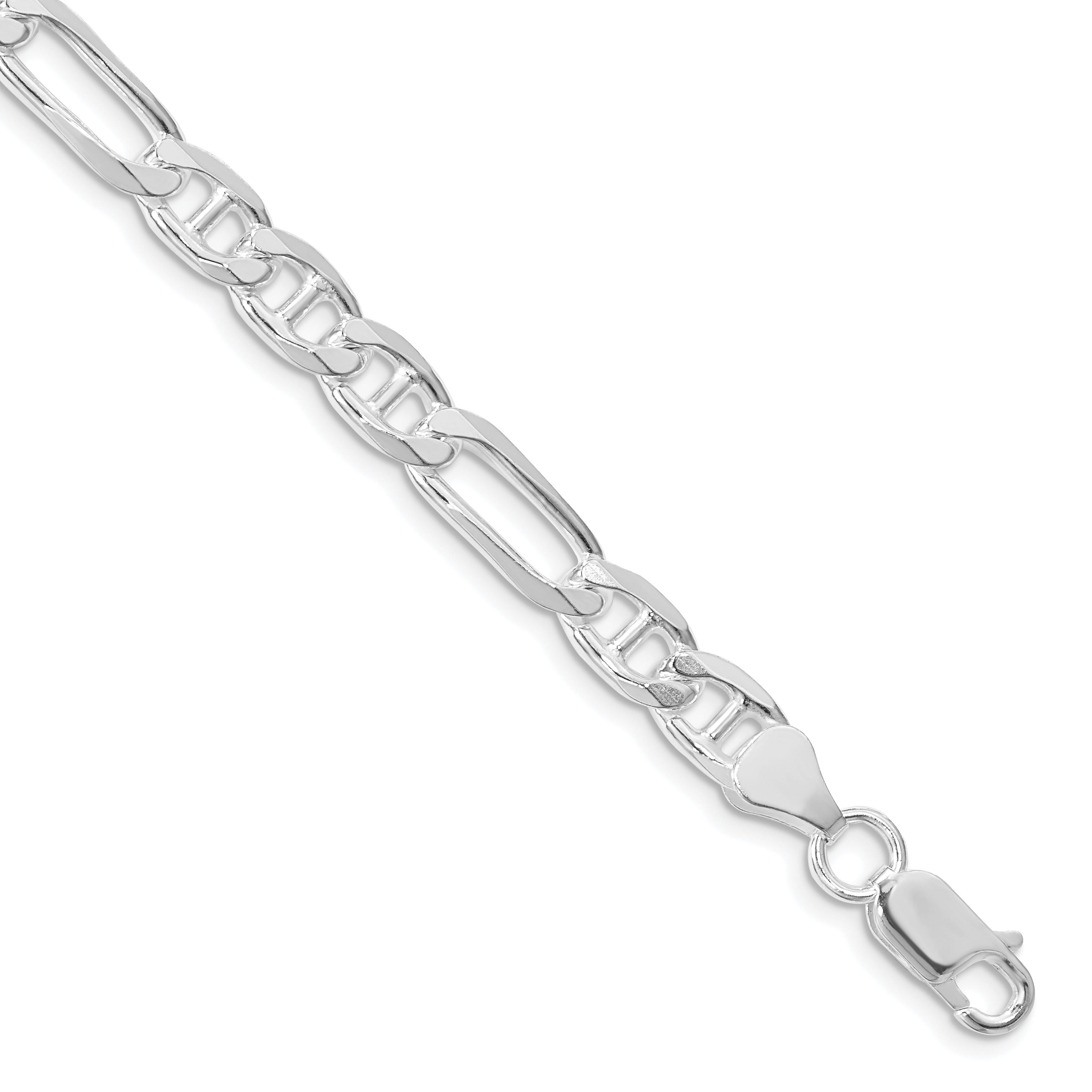 Sterling Silver Rhodium-plated 6.5mm Figaro Anchor Chain (QAF180R-8)
