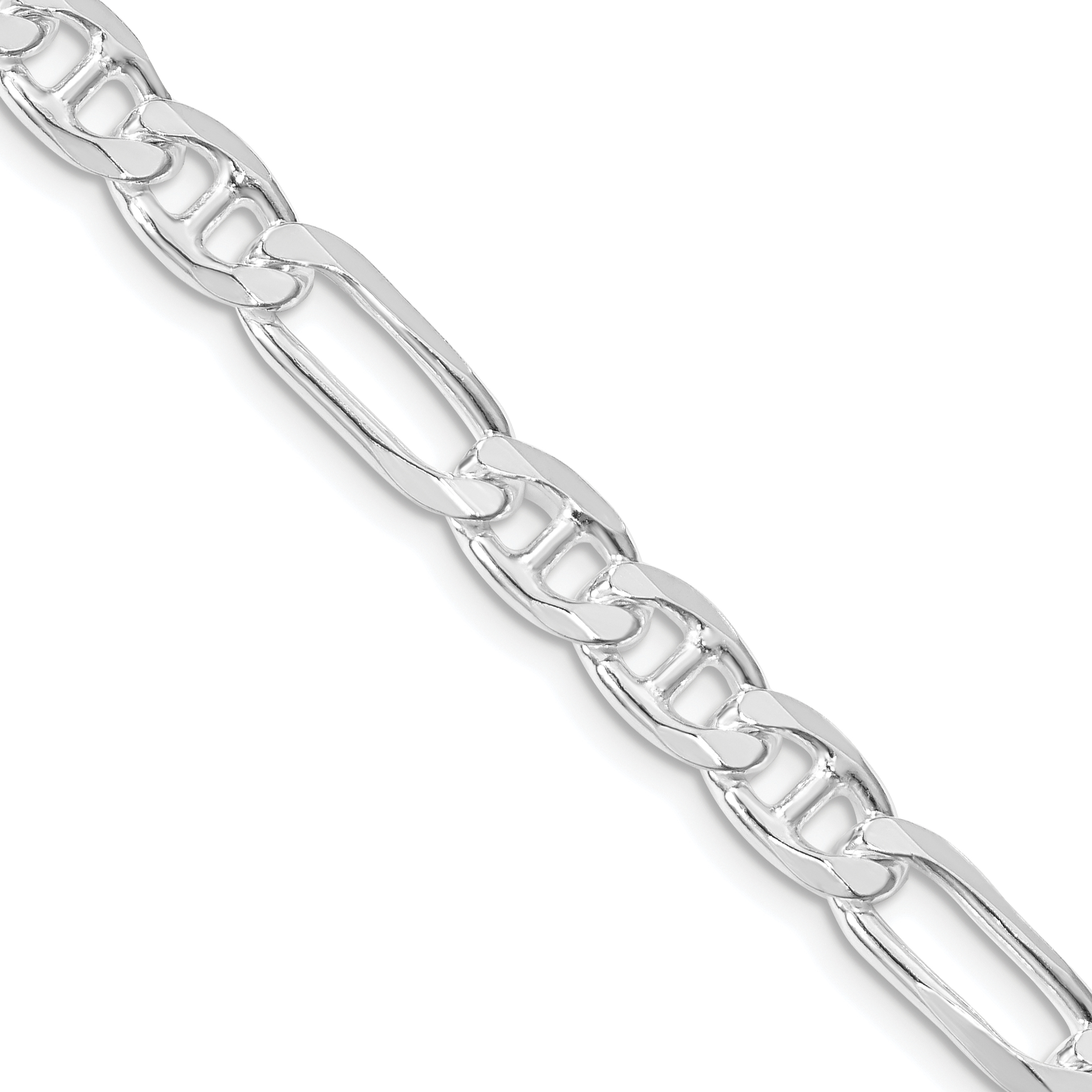 Sterling Silver Rhodium-plated 6.5mm Figaro Anchor Chain (QAF180R-24)