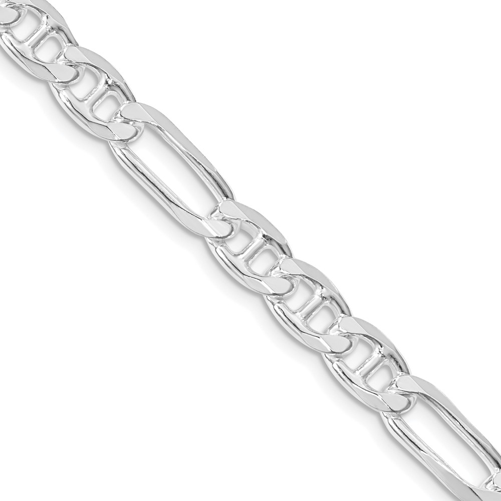 Sterling Silver Rhodium-plated 6.5mm Figaro Anchor Chain (QAF180R-24)