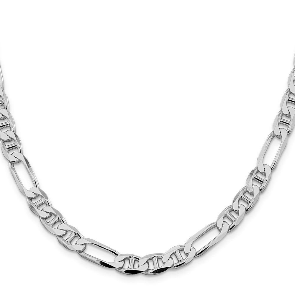 Sterling Silver Rhodium-plated 7.5mm Figaro Anchor Chain (QAF200R-22)