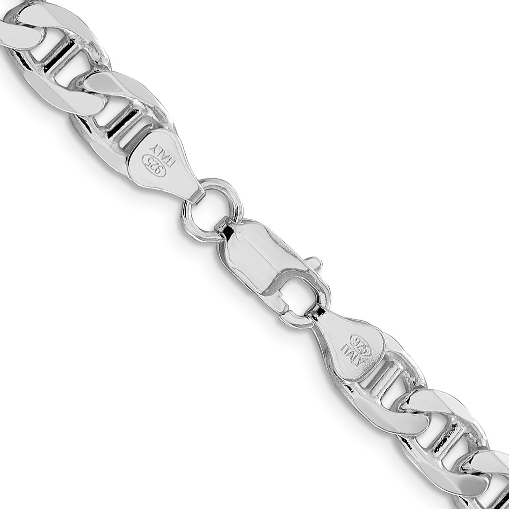 Sterling Silver Rhodium-plated 7.5mm Figaro Anchor Chain (QAF200R-22)