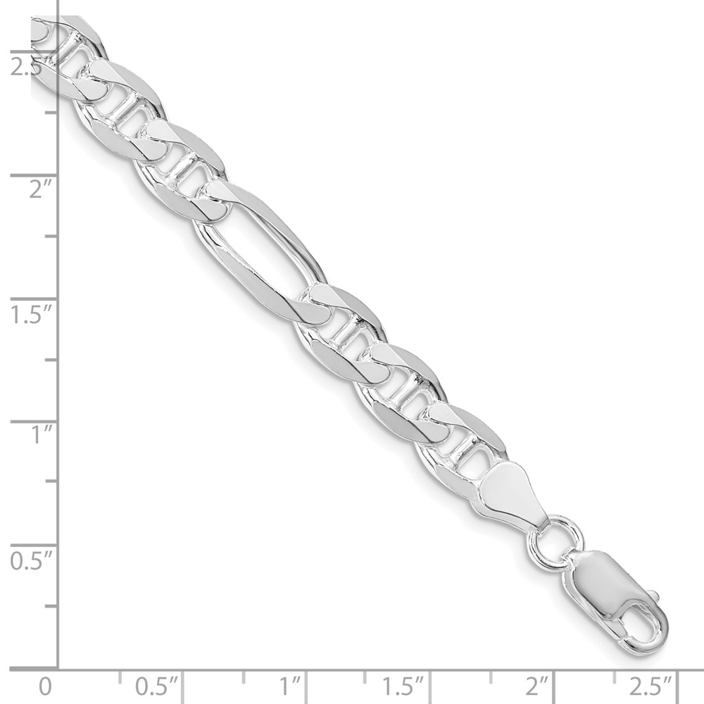 Sterling Silver Rhodium-plated 7.5mm Figaro Anchor Chain (QAF200R-8)