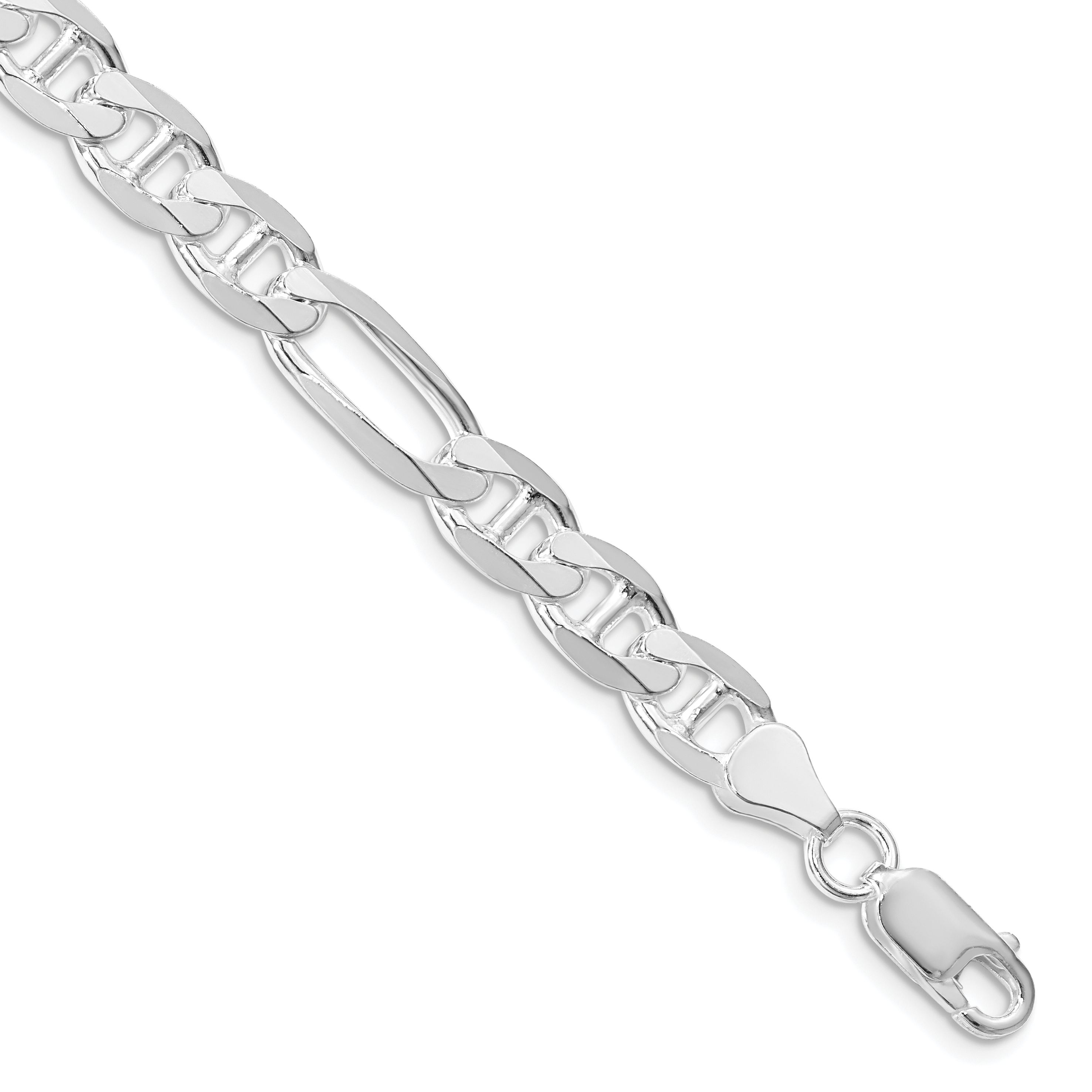 Sterling Silver Rhodium-plated 7.5mm Figaro Anchor Chain (QAF200R-8)