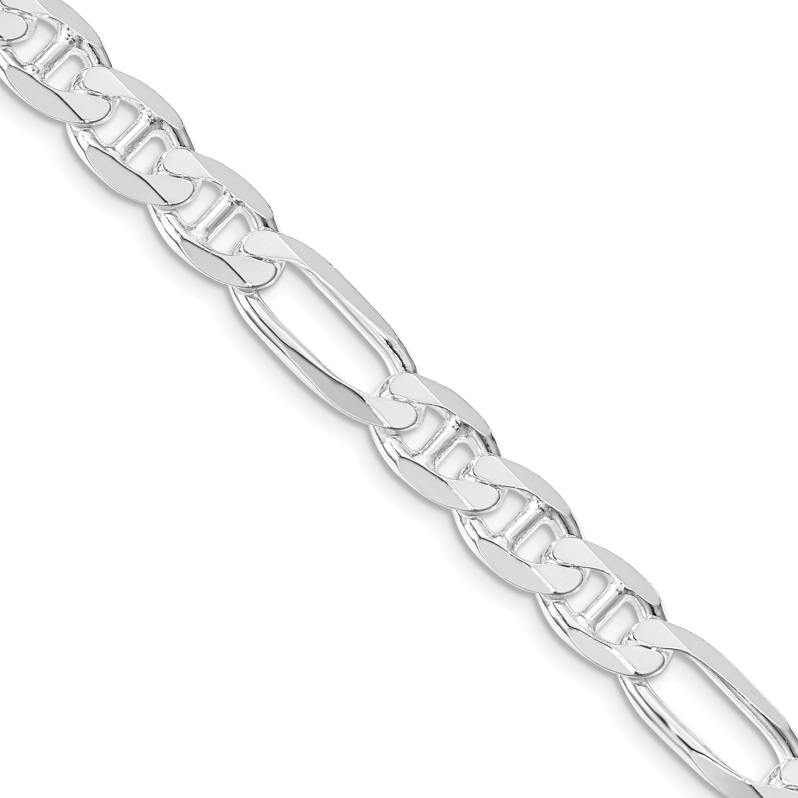 Sterling Silver Rhodium-plated 7.5mm Figaro Anchor Chain (QAF200R-20)