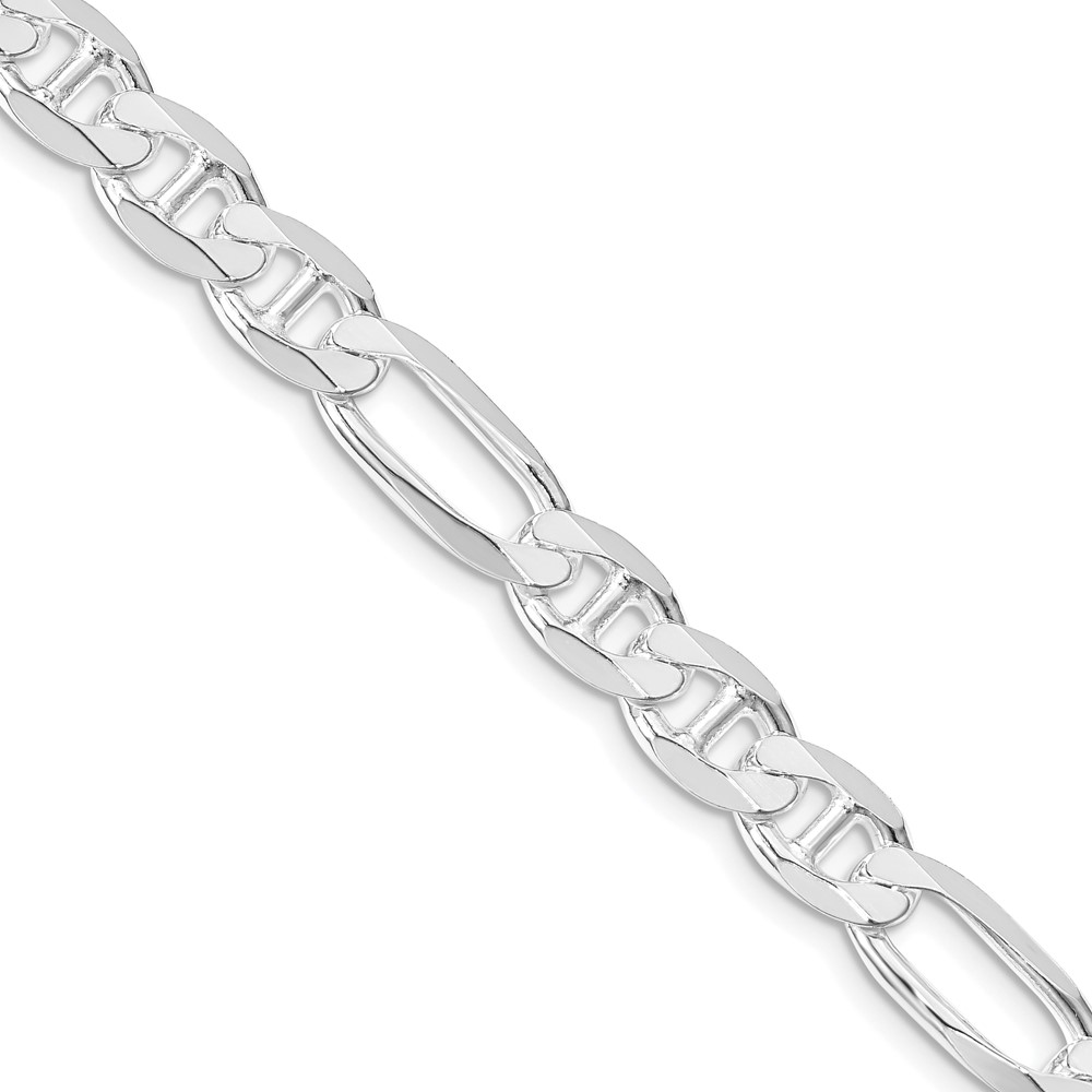 Sterling Silver Rhodium-plated 7.5mm Figaro Anchor Chain (QAF200R-20)