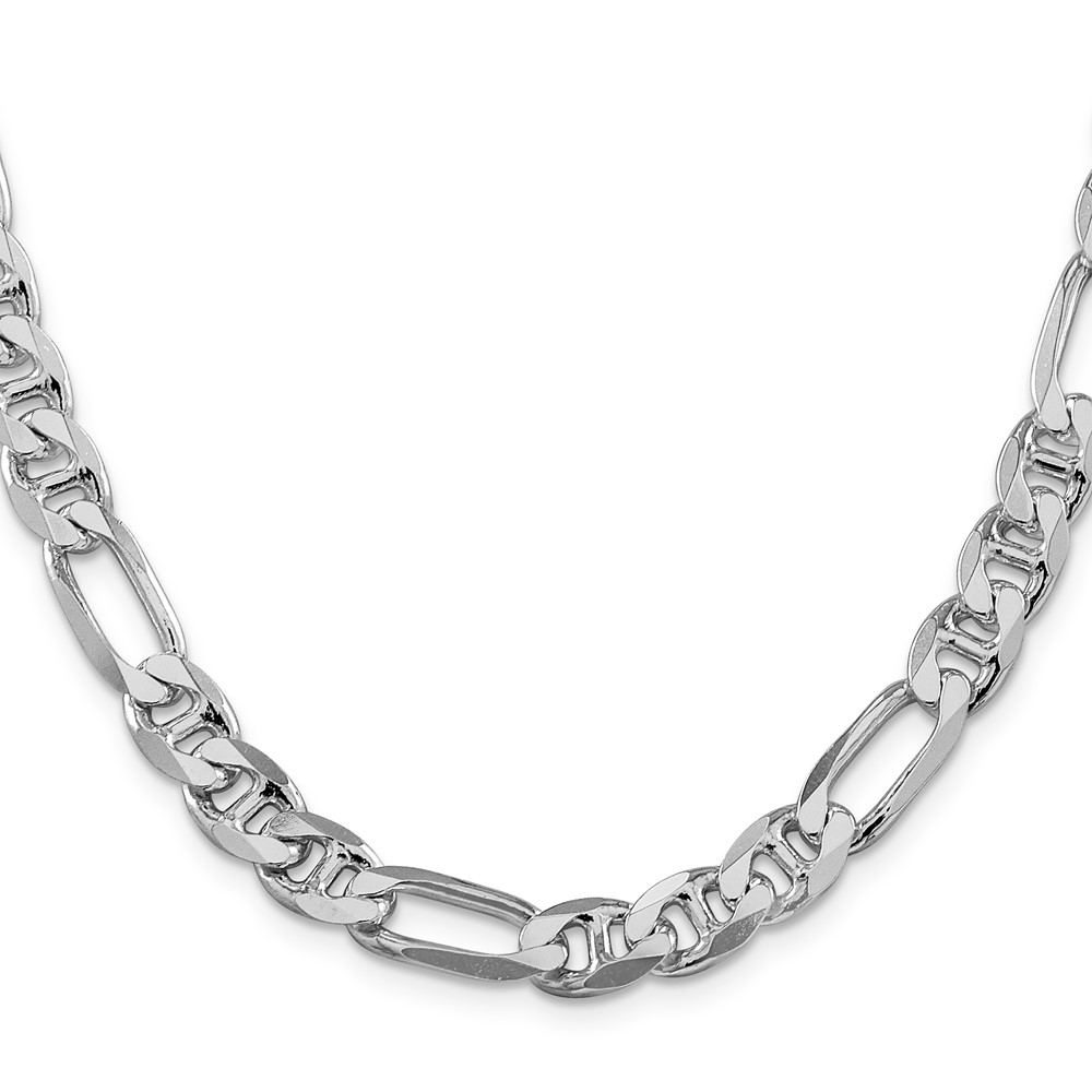 Sterling Silver Rhodium-plated 8.25mm Figaro Anchor Chain (QAF220R-24)