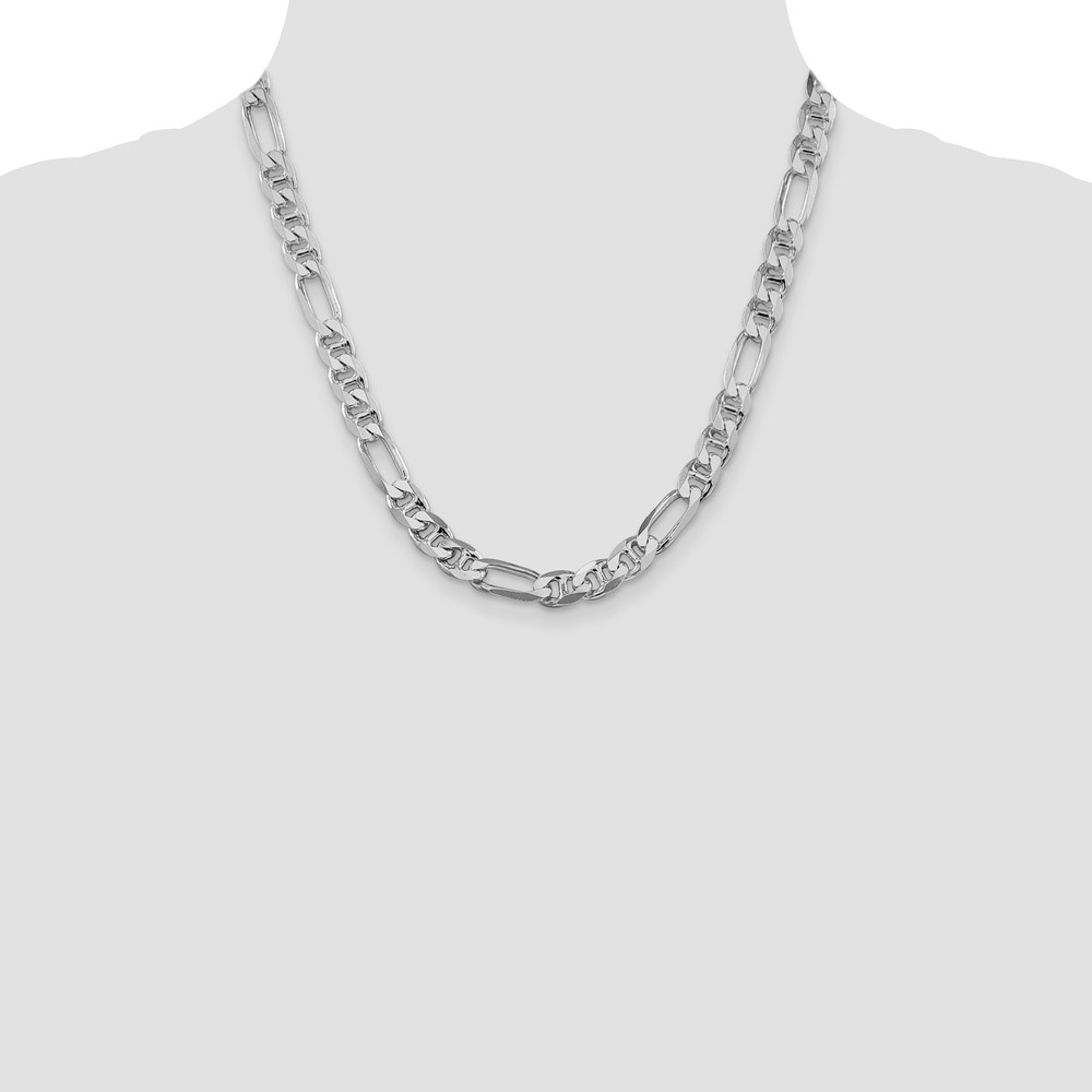 Sterling Silver Rhodium-plated 8.25mm Figaro Anchor Chain (QAF220R-20)