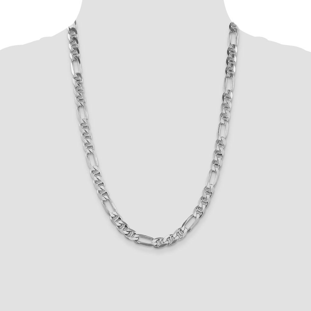 Sterling Silver Rhodium-plated 8.25mm Figaro Anchor Chain (QAF220R-24)