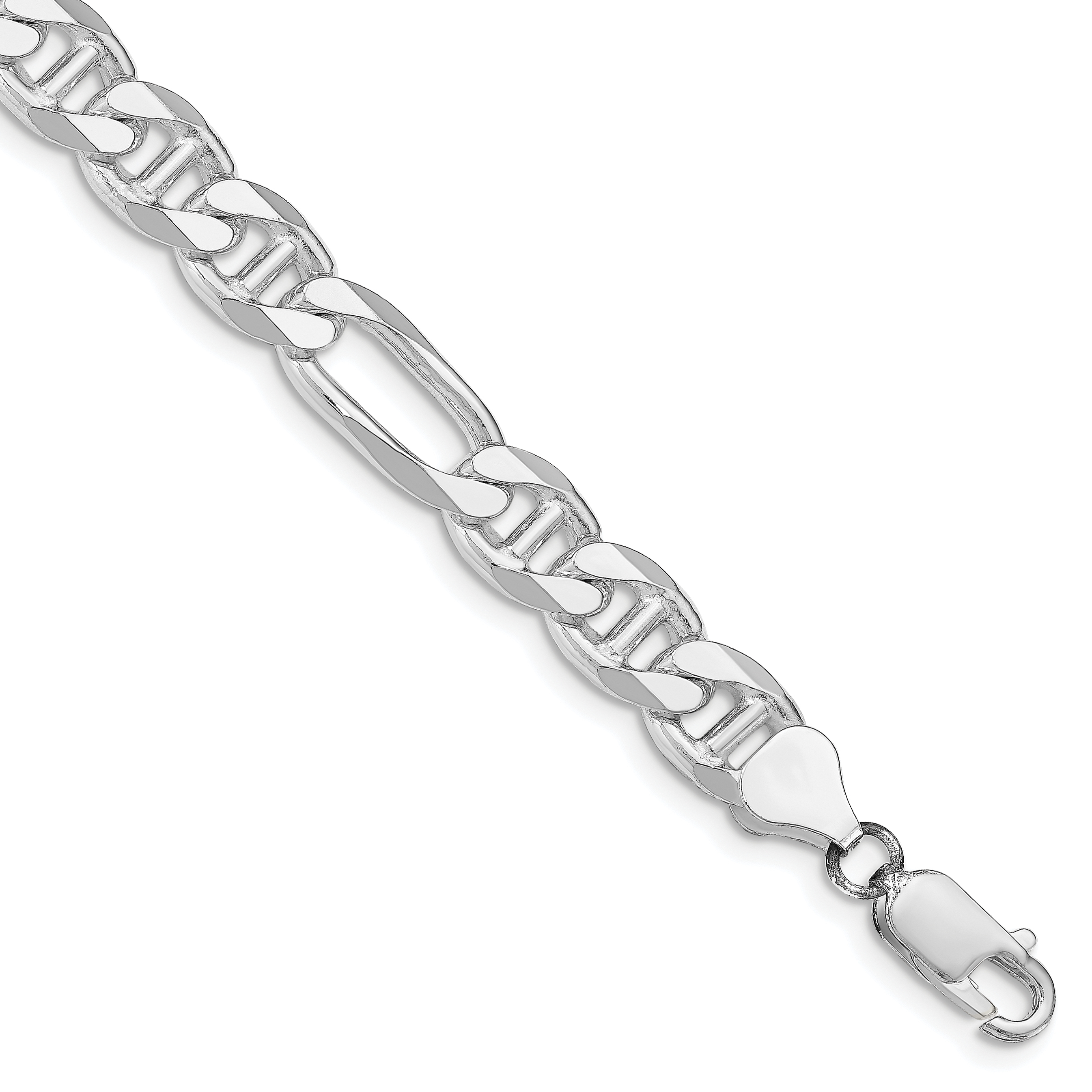 Sterling Silver Rhodium-plated 8.25mm Figaro Anchor Chain (QAF220R-8)