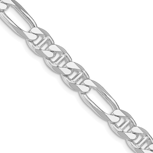 Sterling Silver Rhodium-plated 7.75mm Figaro Anchor Chain