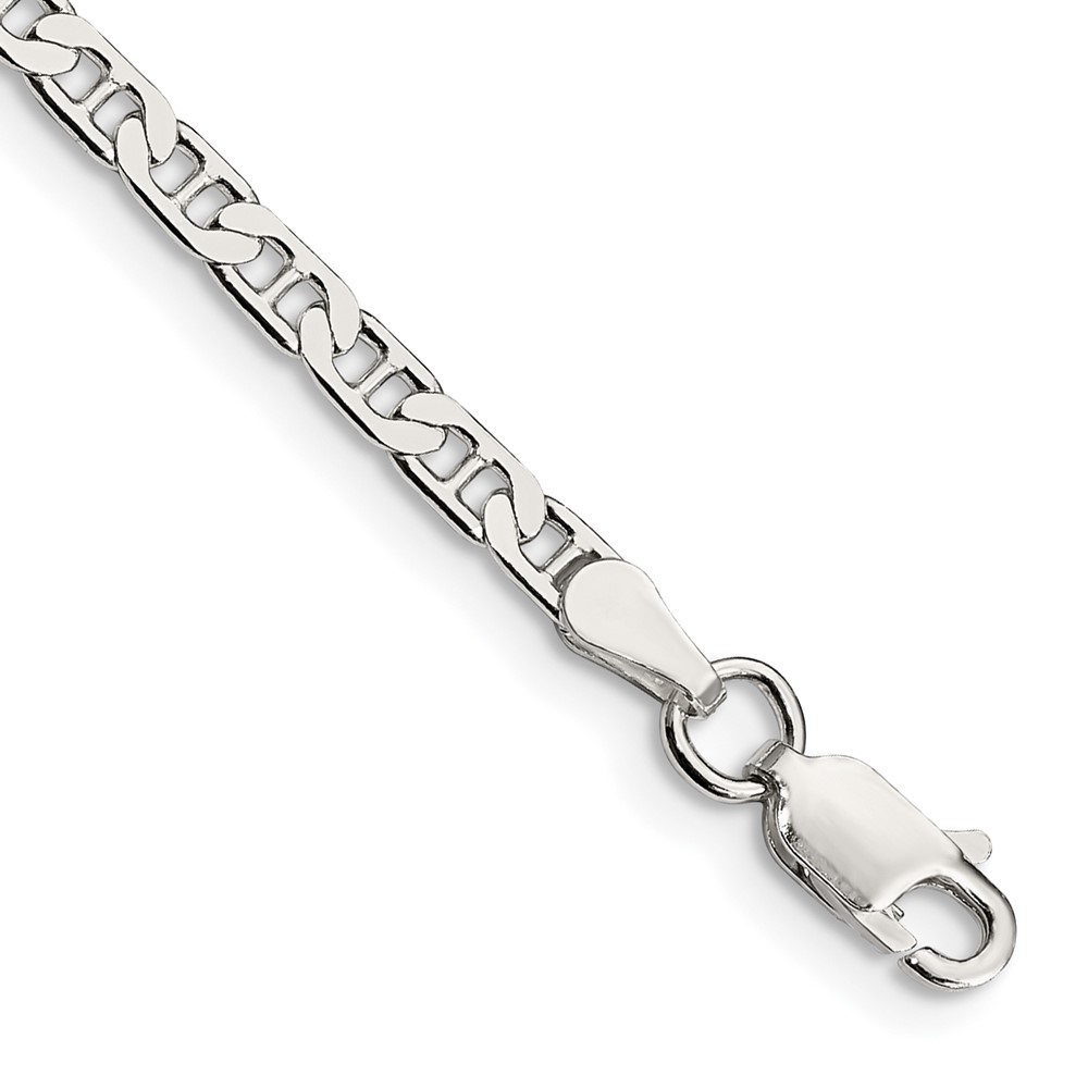 Sterling Silver 3mm Flat Anchor Chain Anklet (QAN080-10)