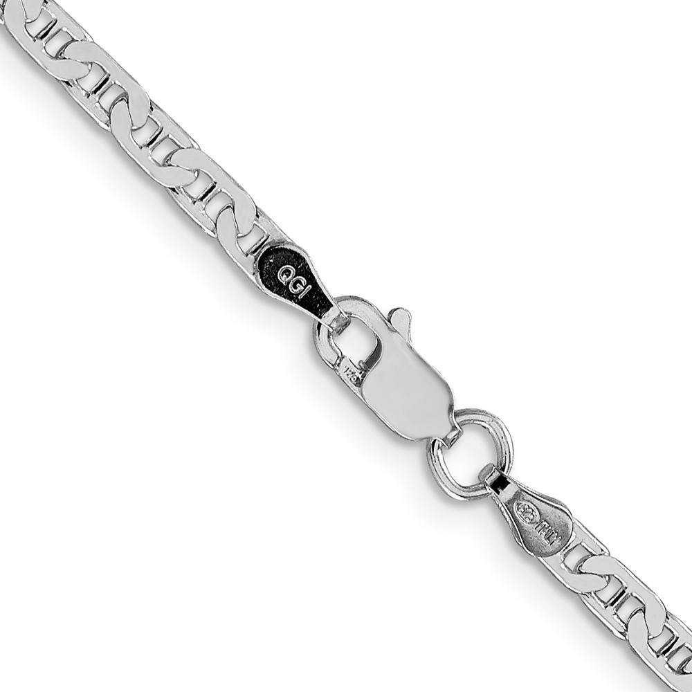 Sterling Silver Rhodium-plated 3mm Flat Anchor Chain (QAN080R-22)