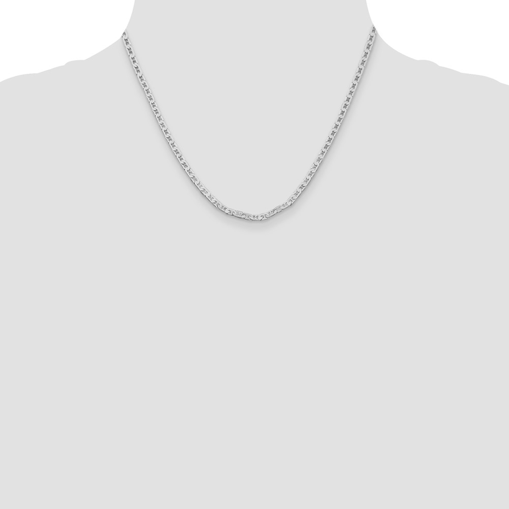 Sterling Silver Rhodium-plated 3mm Flat Anchor Chain (QAN080R-18)