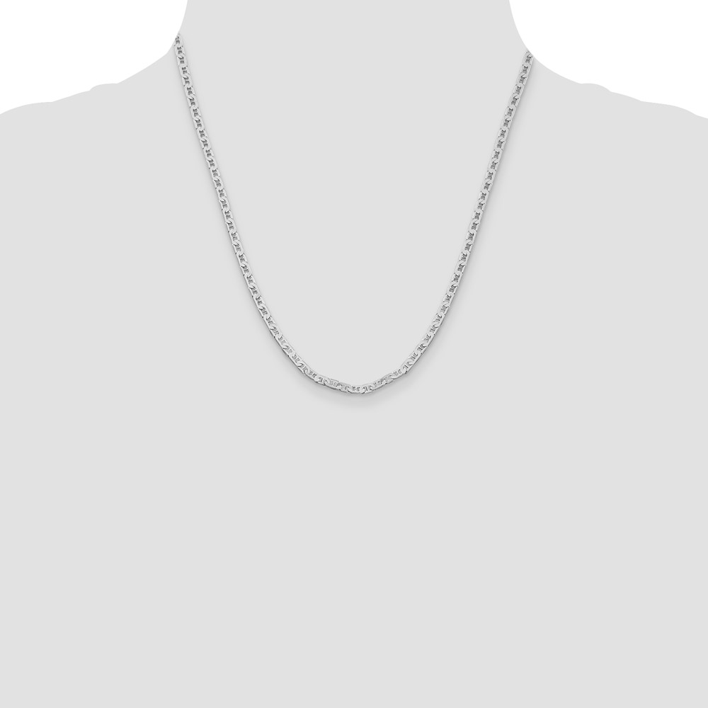 Sterling Silver Rhodium-plated 3mm Flat Anchor Chain (QAN080R-20)