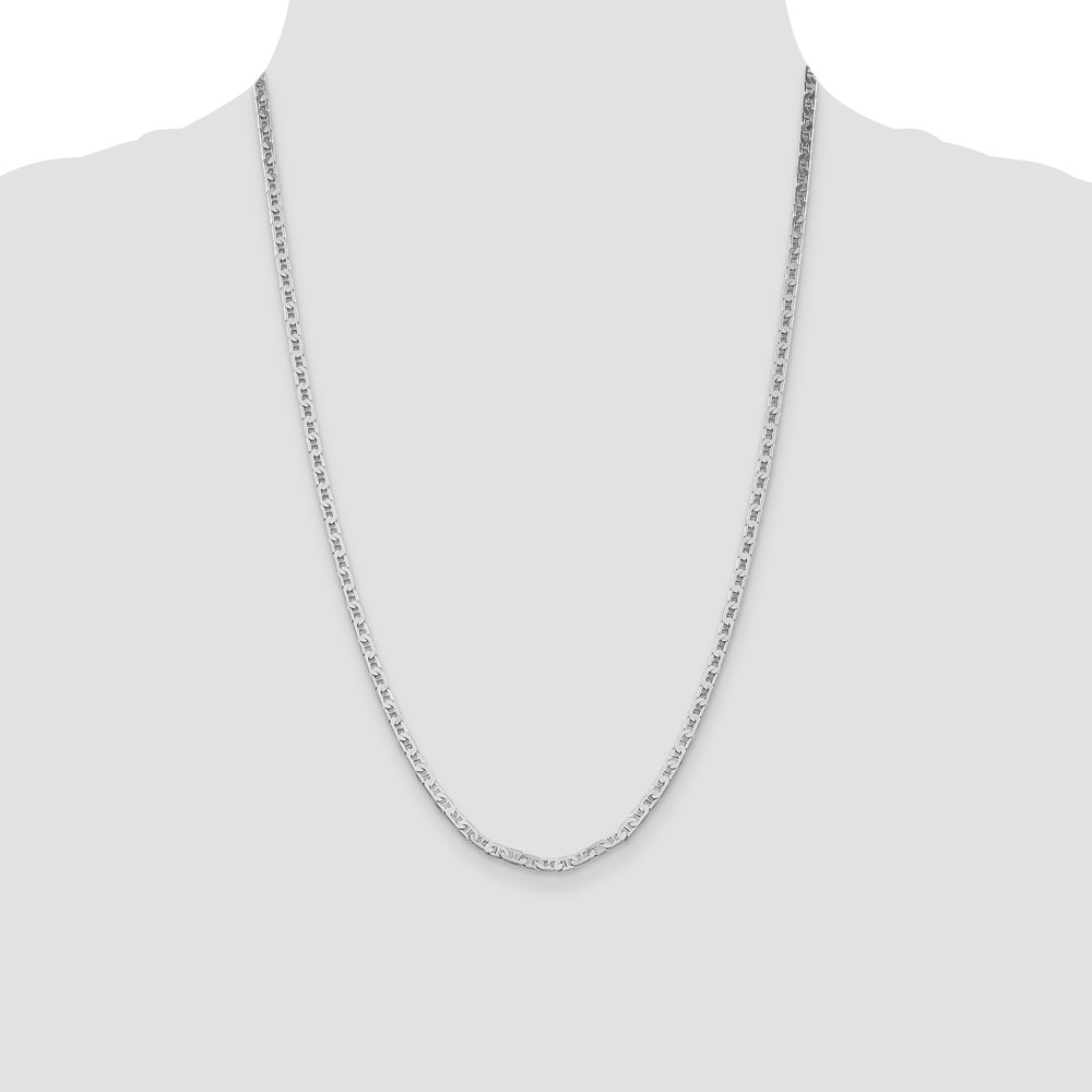 Sterling Silver Rhodium-plated 3mm Flat Anchor Chain (QAN080R-24)