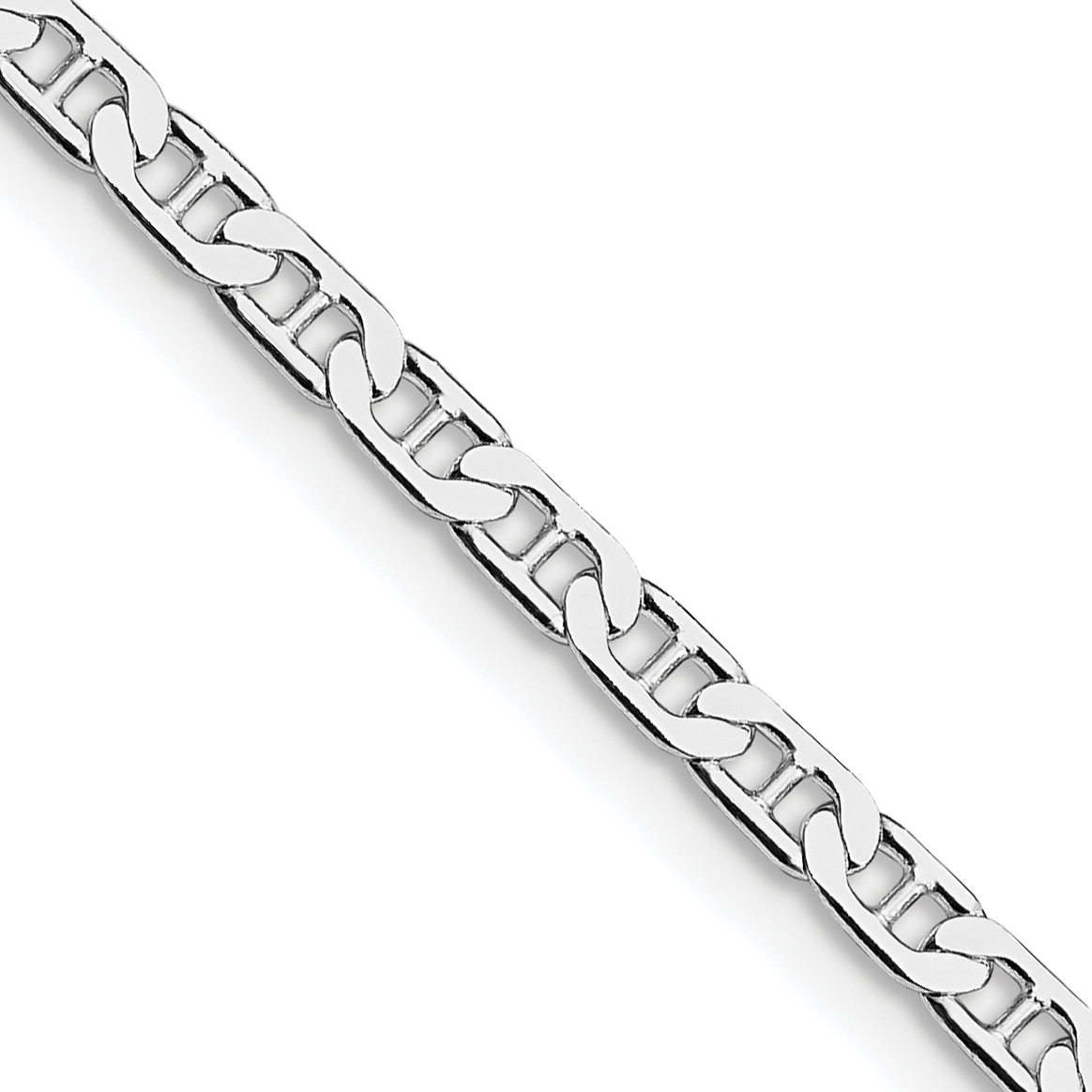 Sterling Silver Rhodium-plated 3mm Flat Anchor Chain (QAN080R-18)