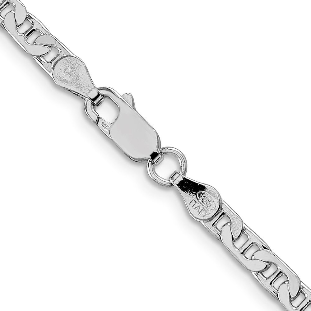 Sterling Silver Rhodium-plated 3.75mm Flat Anchor Chain (QAN100R-18)