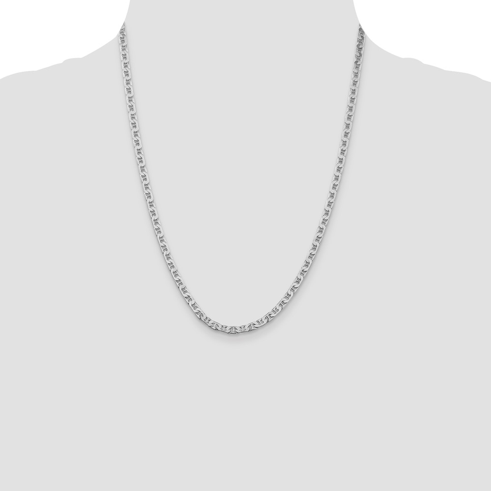 Sterling Silver Rhodium-plated 3.75mm Flat Anchor Chain (QAN100R-22)