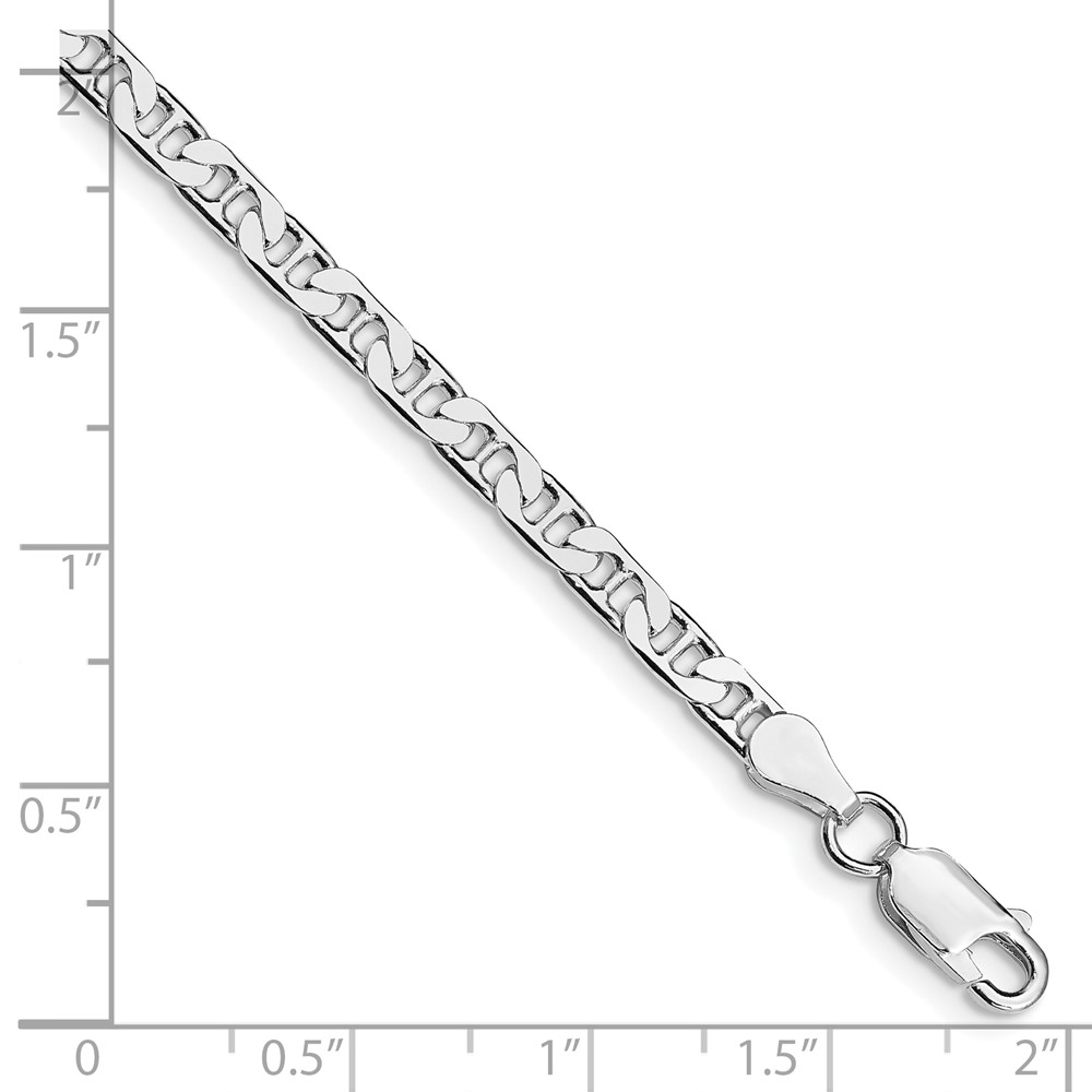 Sterling Silver Rhodium-plated 3.75mm Flat Anchor Chain (QAN100R-7)