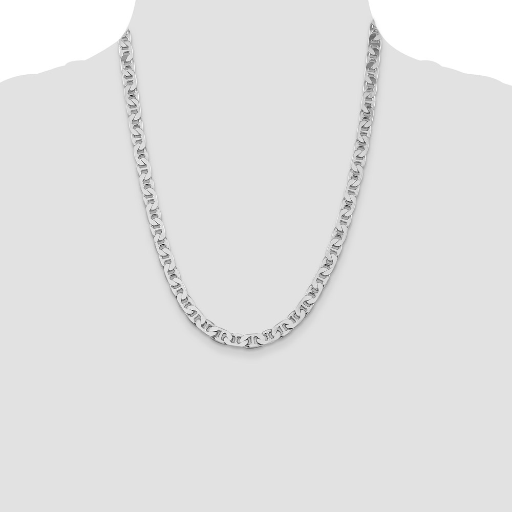Sterling Silver Rhodium-plated 6.5mm Flat Anchor Chain (QAN180R-22)