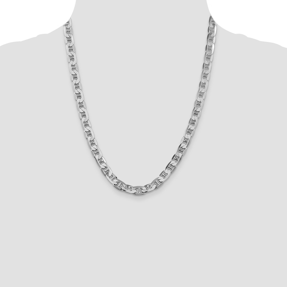 Sterling Silver Rhodium-plated 7mm Flat Anchor Chain (QAN200R-22)