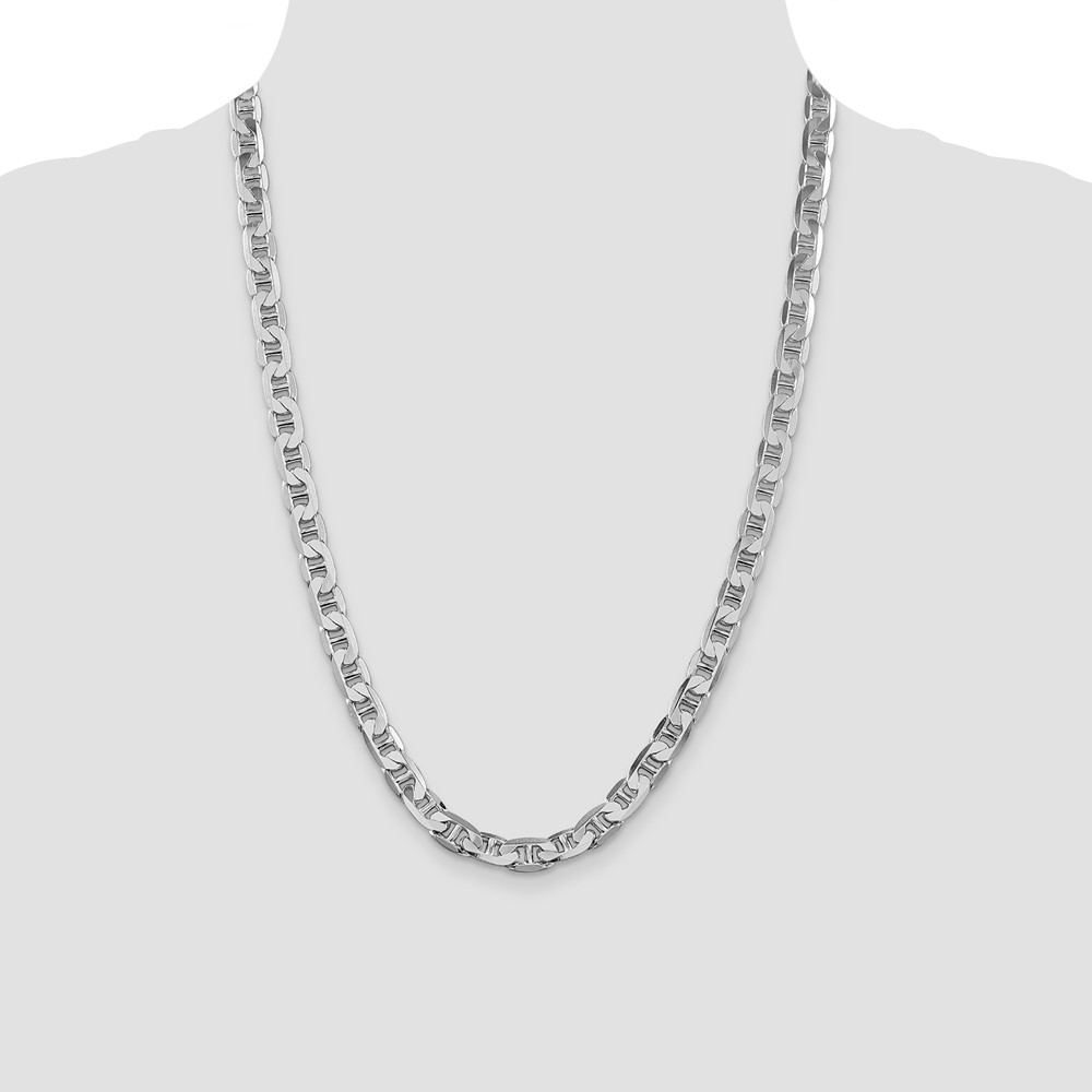 Sterling Silver Rhodium-plated 7mm Flat Anchor Chain (QAN200R-24)