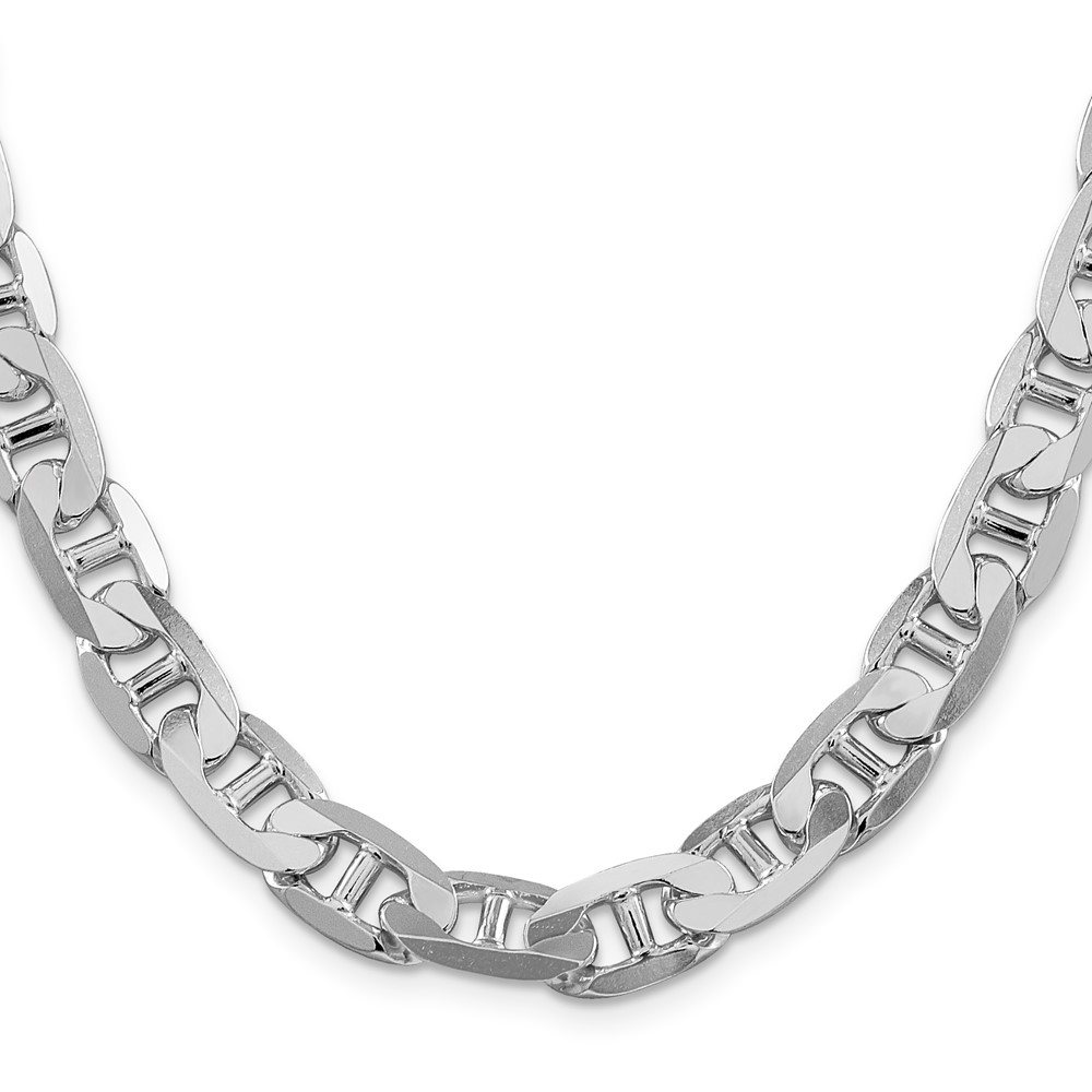 Sterling Silver Rhodium-plated 9.5mm Flat Anchor Chain (QAN250R-22)