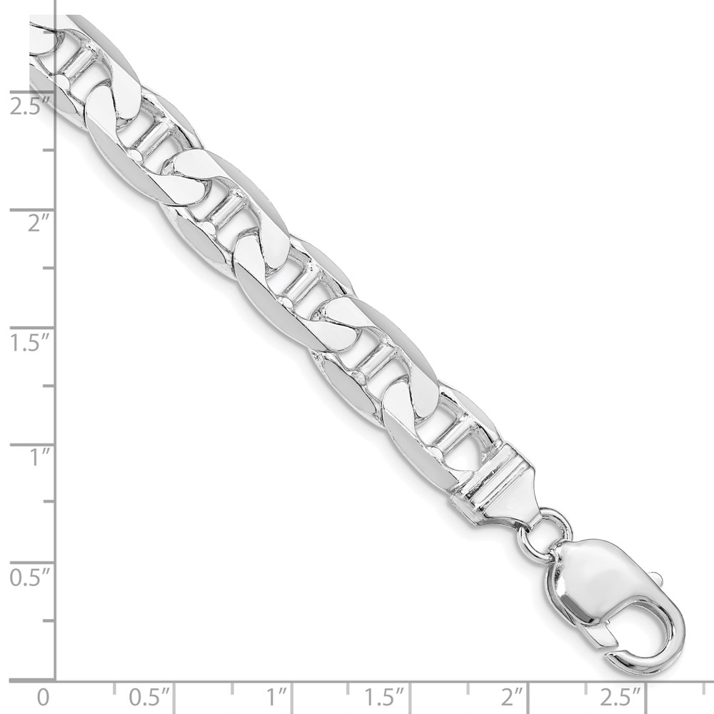 Sterling Silver Rhodium-plated 9.5mm Flat Anchor Chain (QAN250R-9)