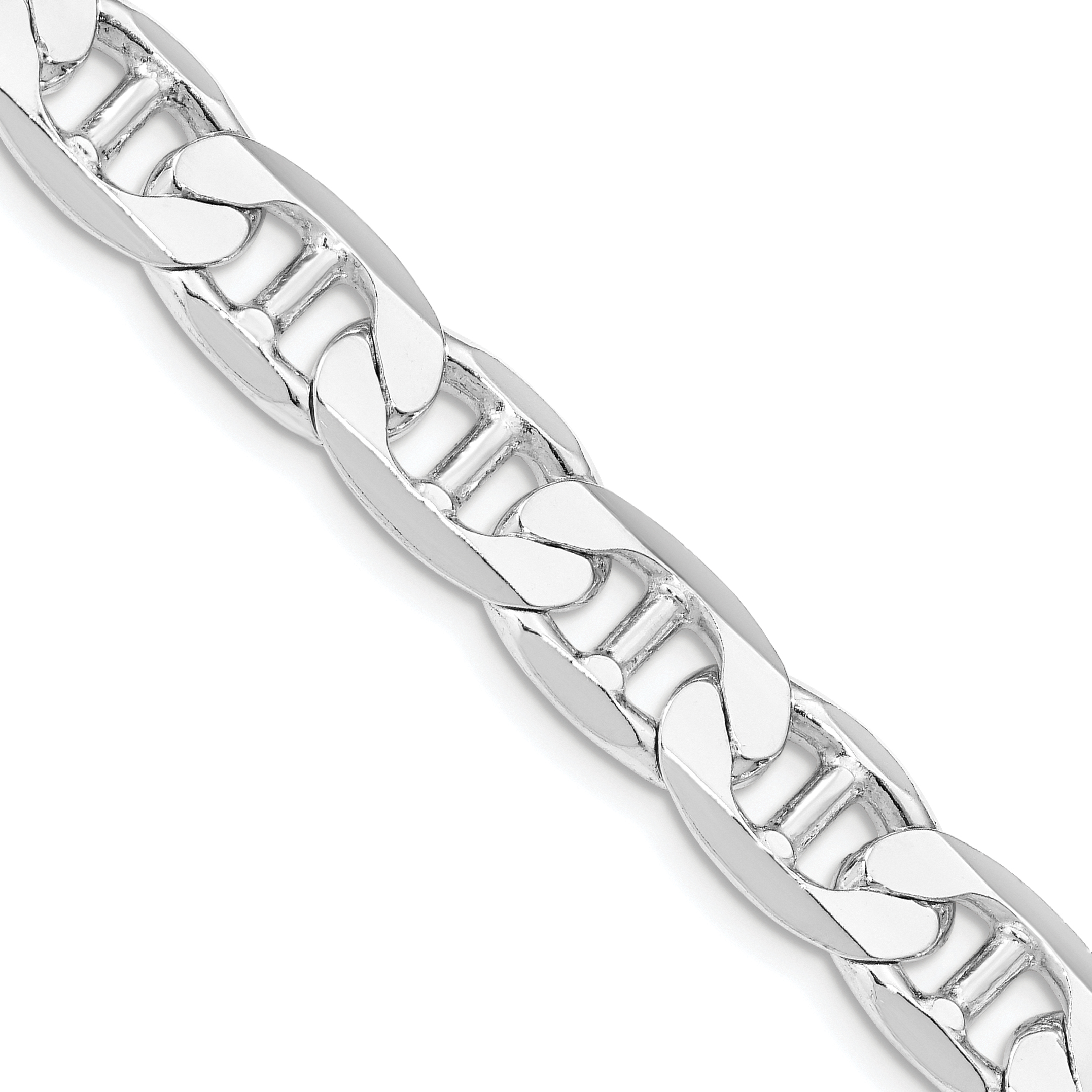Sterling Silver Rhodium-plated 9.5mm Flat Anchor Chain (QAN250R-22)