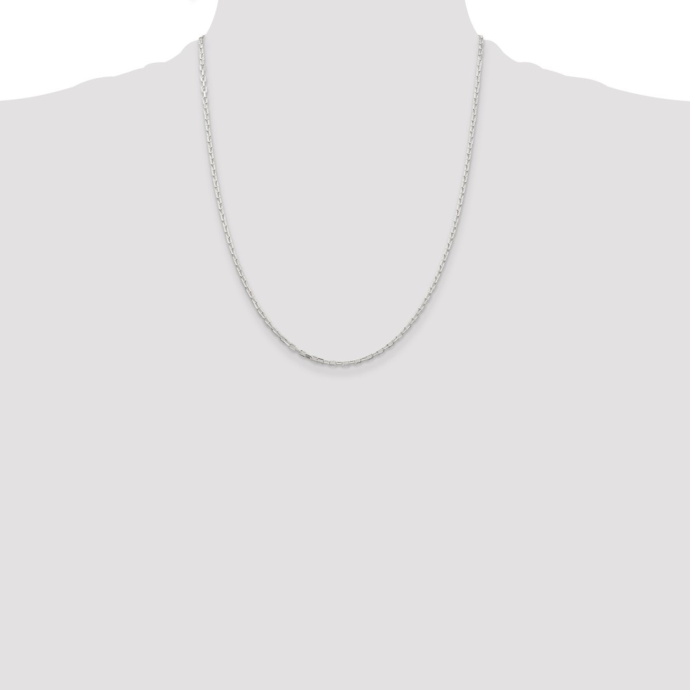 Sterling Silver 2.2mm Diamond-cut Long Link Cable Chain (QAR060-22)