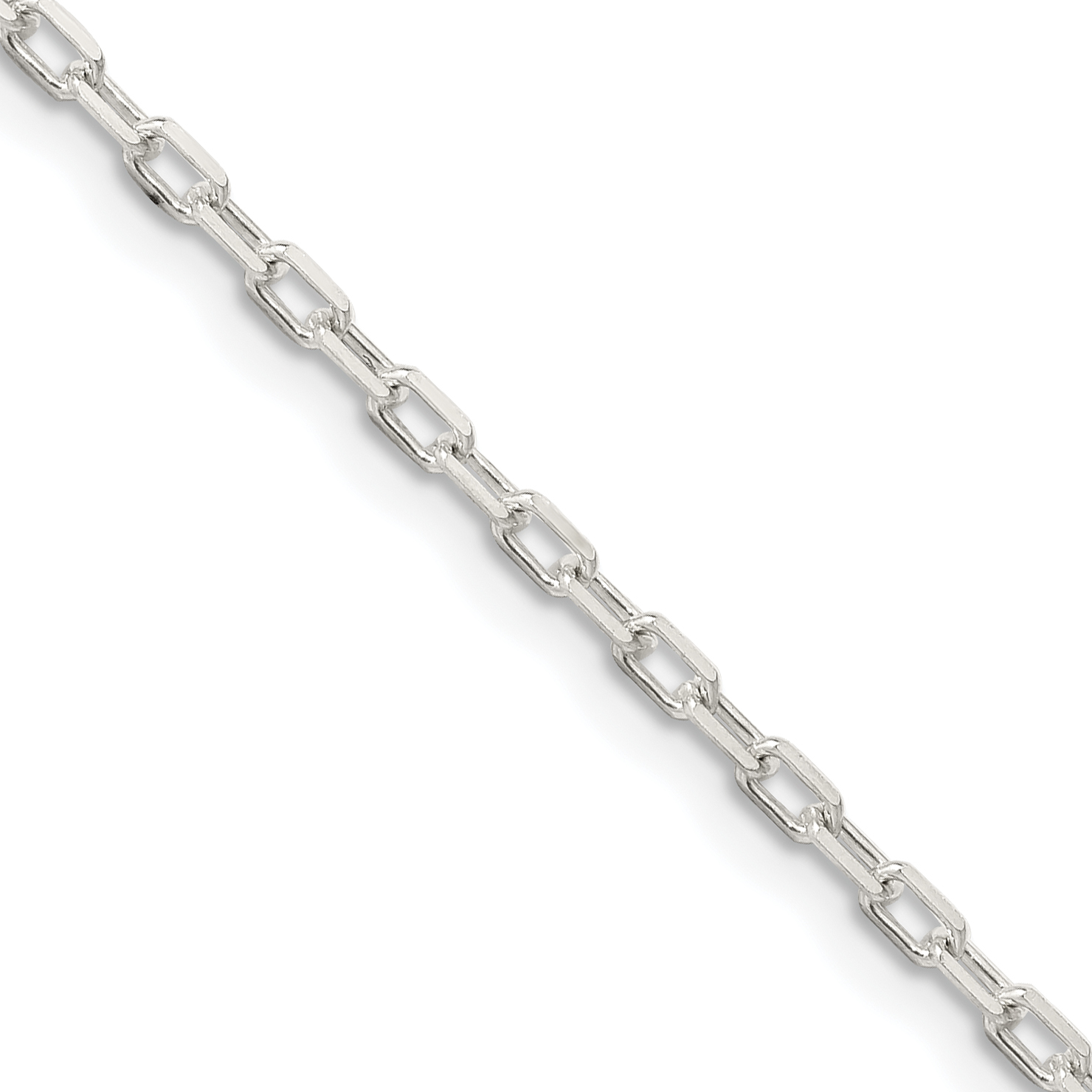 Sterling Silver 2.2mm Diamond-cut Long Link Cable Chain (QAR060-16)