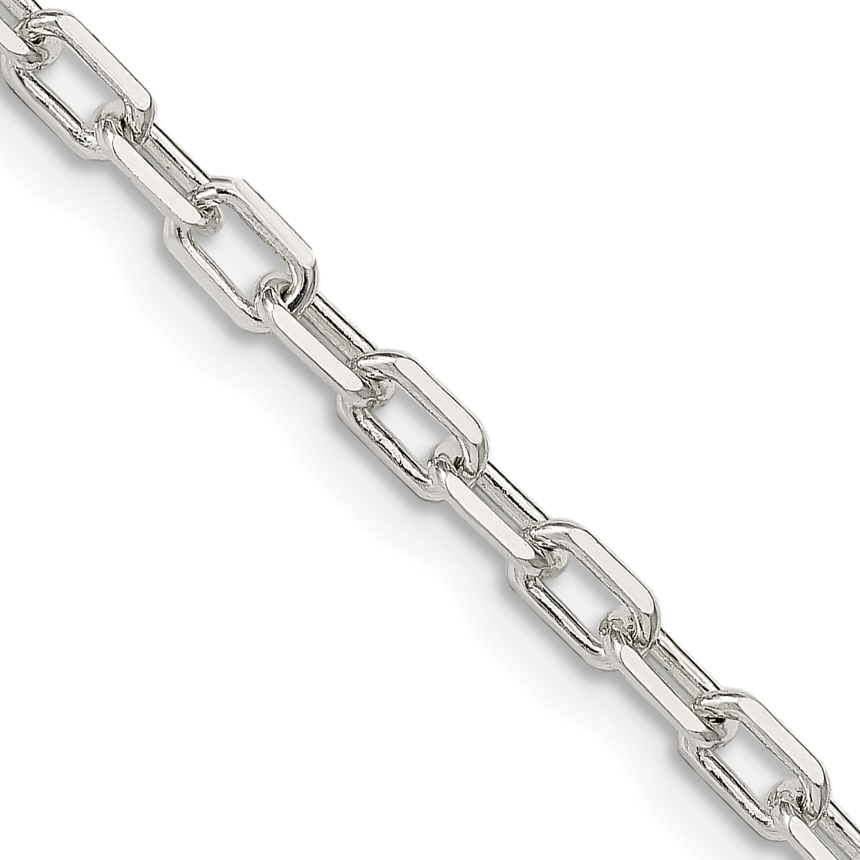 Sterling Silver 3.75mm Diamond-cut Long Link Cable Chain (QAR100-18)