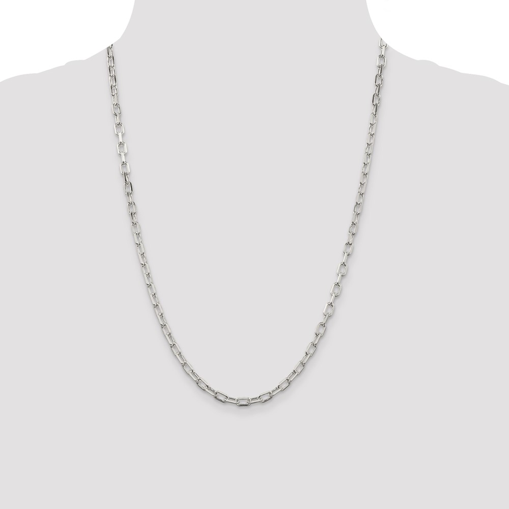 Sterling Silver 4.5mm Diamond-cut Long Link Cable Chain (QAR120-24)