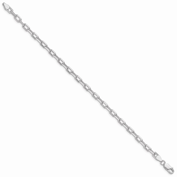 Amore La Vita Sterling Silver Rhodium-plated Polished 4.3mm Diamond-cut 7 inch Open Link Cable with Lobster Clasp Charm Bracelet