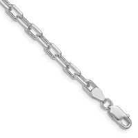 Amore La Vita Sterling Silver Rhodium-plated Solid 4.3mm Diamond-cut Open Link Cable Bracelet with Lobster Clasp Charm - 7in view 1