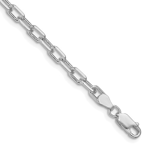 Amore La Vita Sterling Silver Rhodium-plated Solid 4.3mm Diamond-cut Open Link Cable Bracelet with Lobster Clasp Charm, 7"